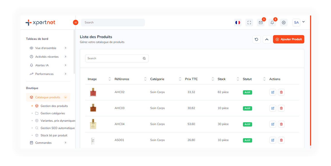 Boutique en ligne intelligente avec IA