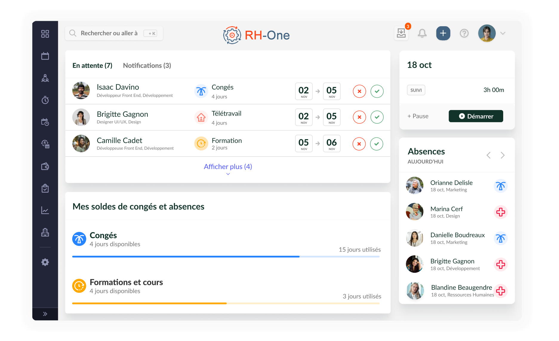 Interface du CRM RH intelligent