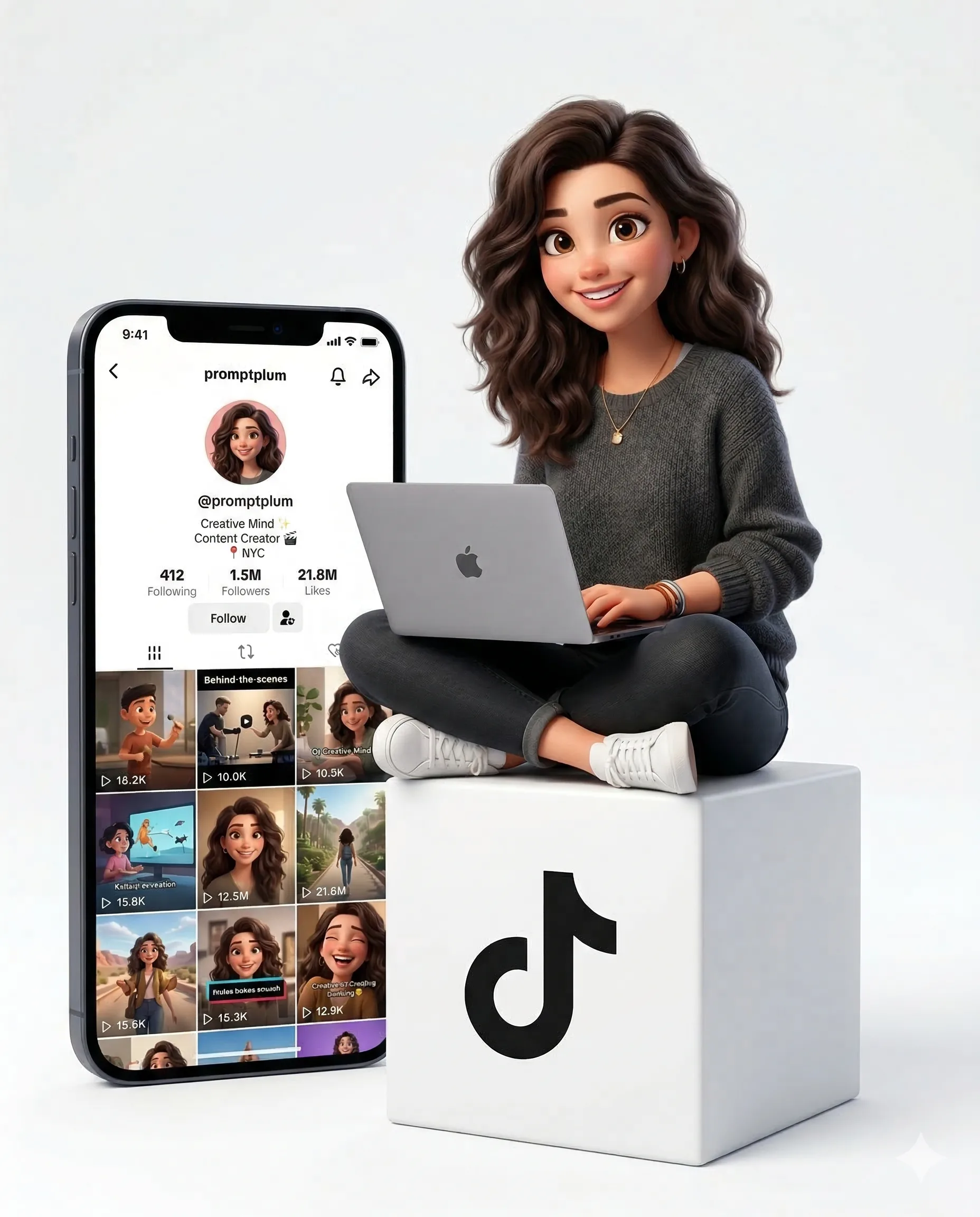 Créatrice TikTok 3D style Pixar