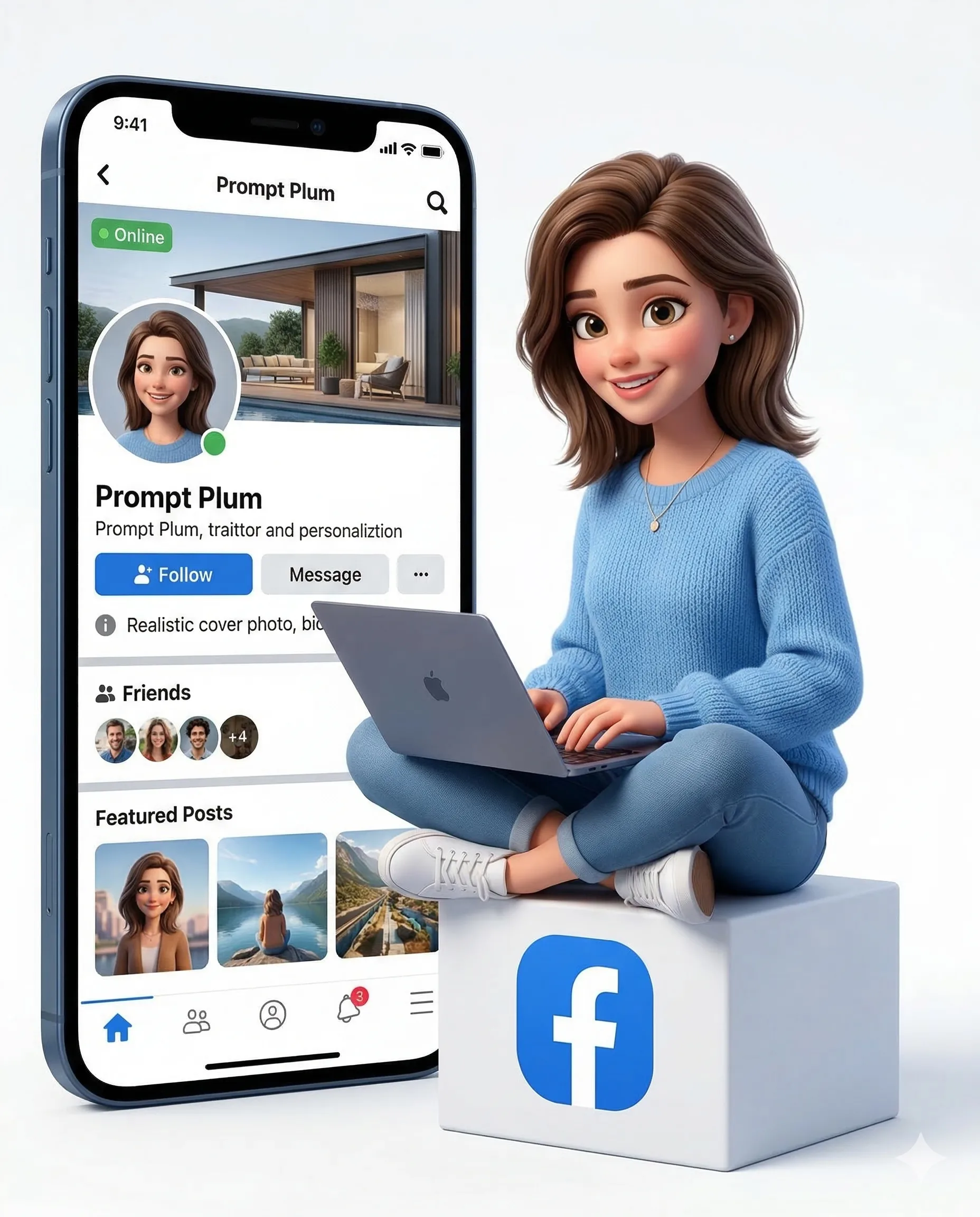 Créatrice Facebook 3D style Pixar
