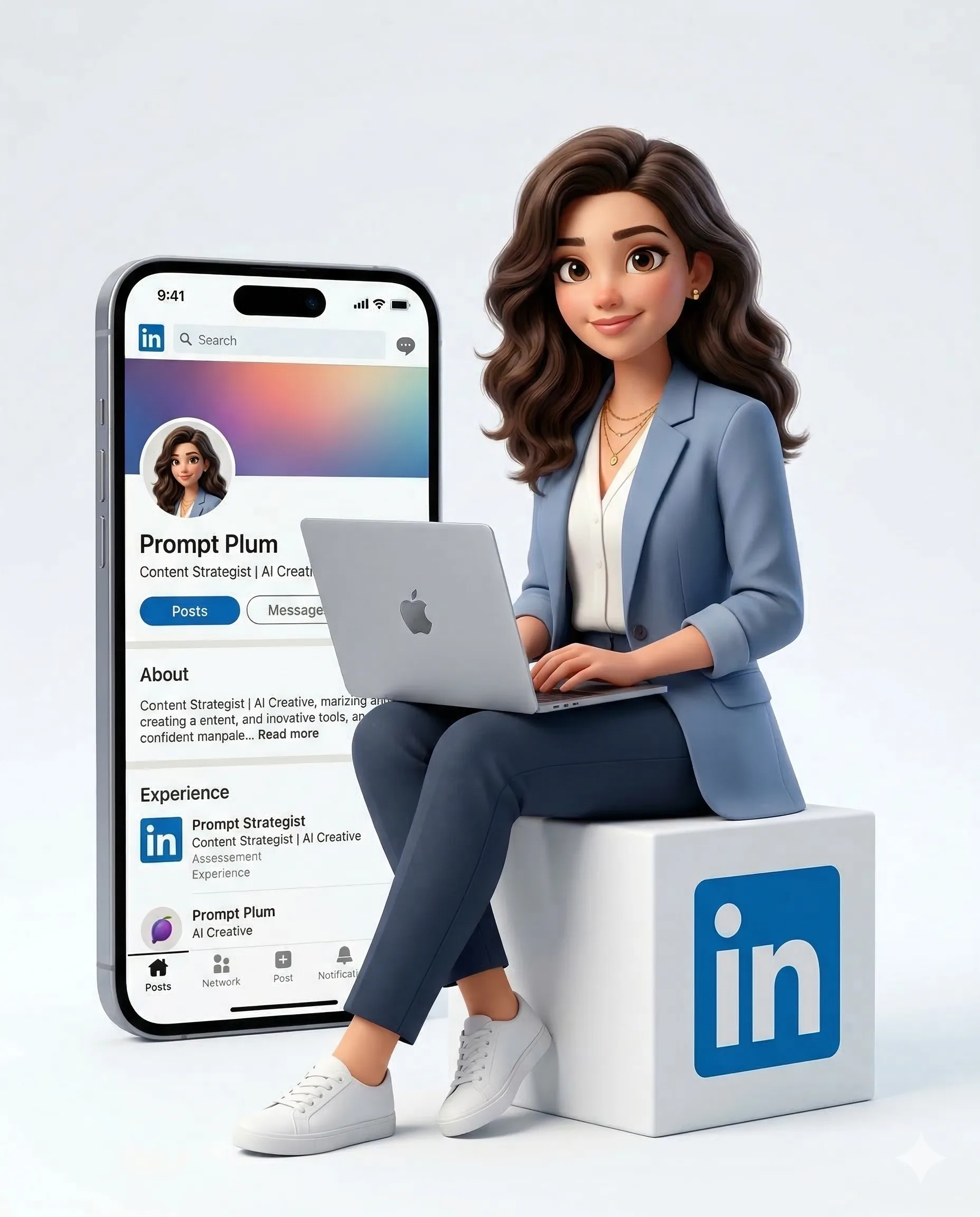 Créatrice professionnelle LinkedIn style Pixar