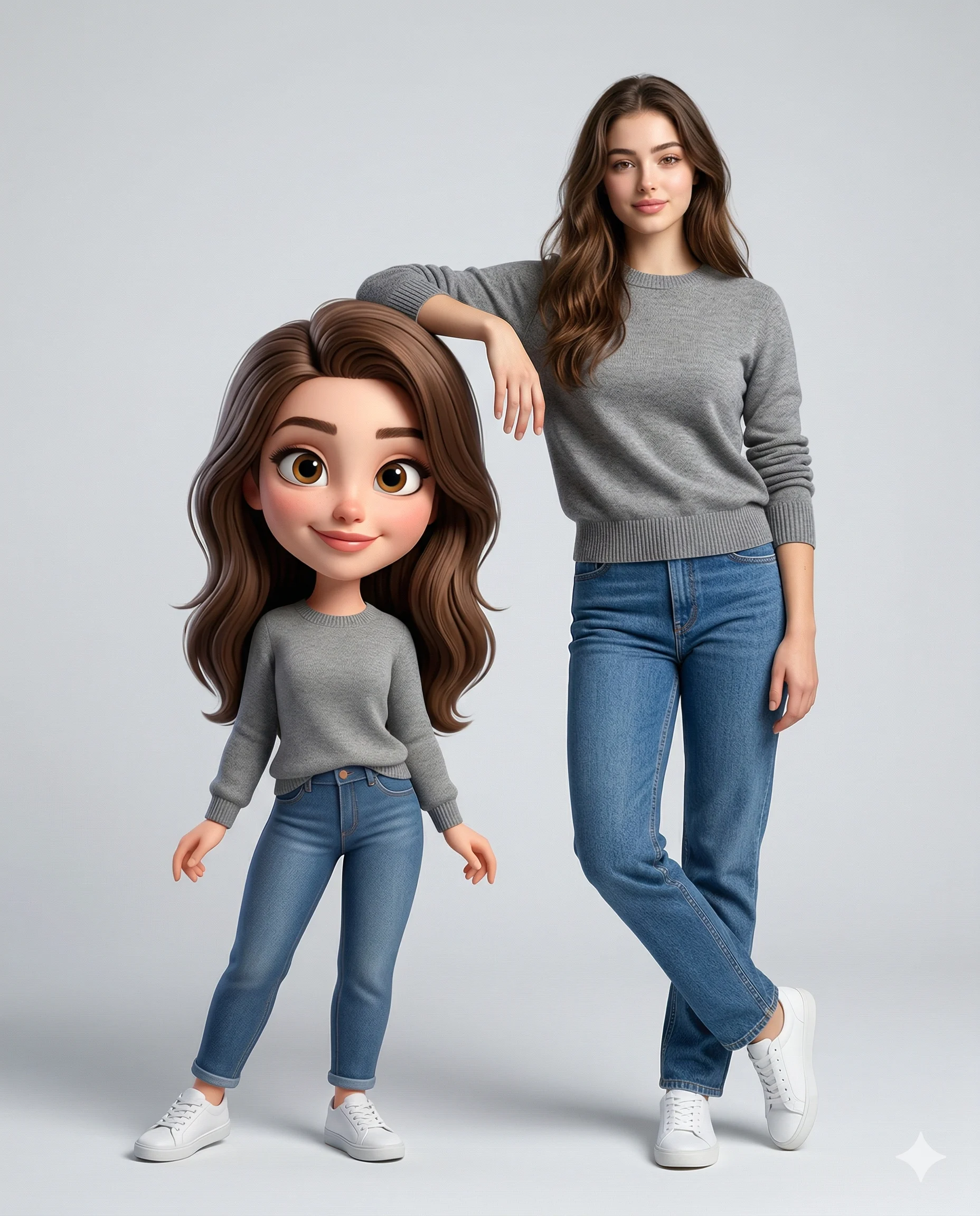 Comparaison réaliste et caricature 3D bobblehead